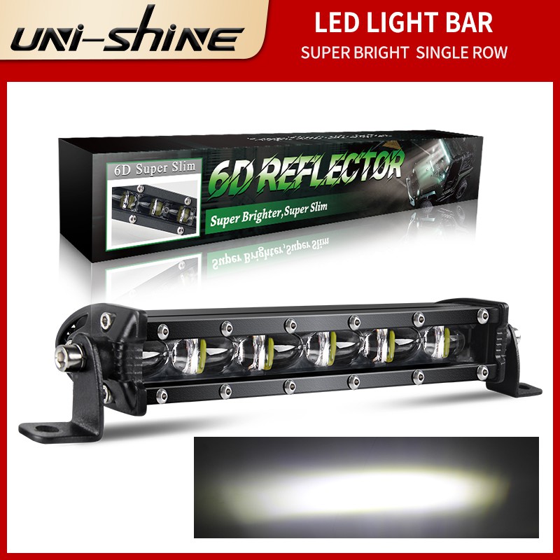 UNI-SHINE Thanh đèn LED siêu mỏng 8 inch 6D dạng chùm tia cho xe máy địa hình/xe tải UTV 4X4