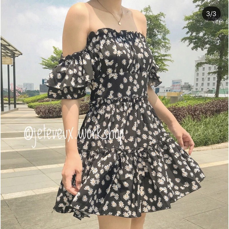 váy bẹt vai đen | BigBuy360 - bigbuy360.vn