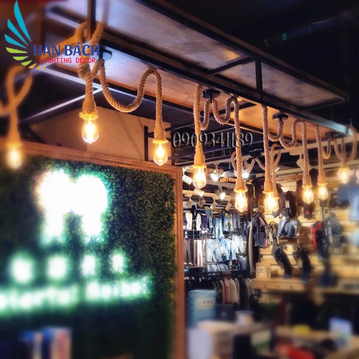 Đèn thả dây thừng độc đáo cho Shop