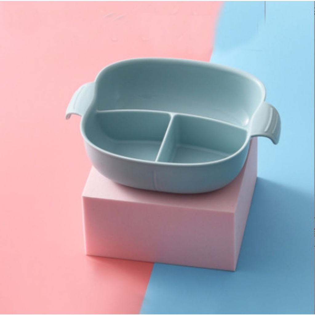 Khay ăn dặm silicon 3 ngăn có đế lót hạn chế lật đổ an toàn cho bé