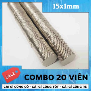 Nam Châm Vĩnh Cửu Hình Tròn D15X1mm - Combo 20 Viên