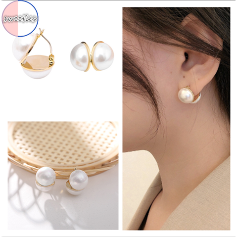 COD Đôi Khuyên Tai Hợp Kim Đính Ngọc Trai Giả Thời Trang Cho Nữ