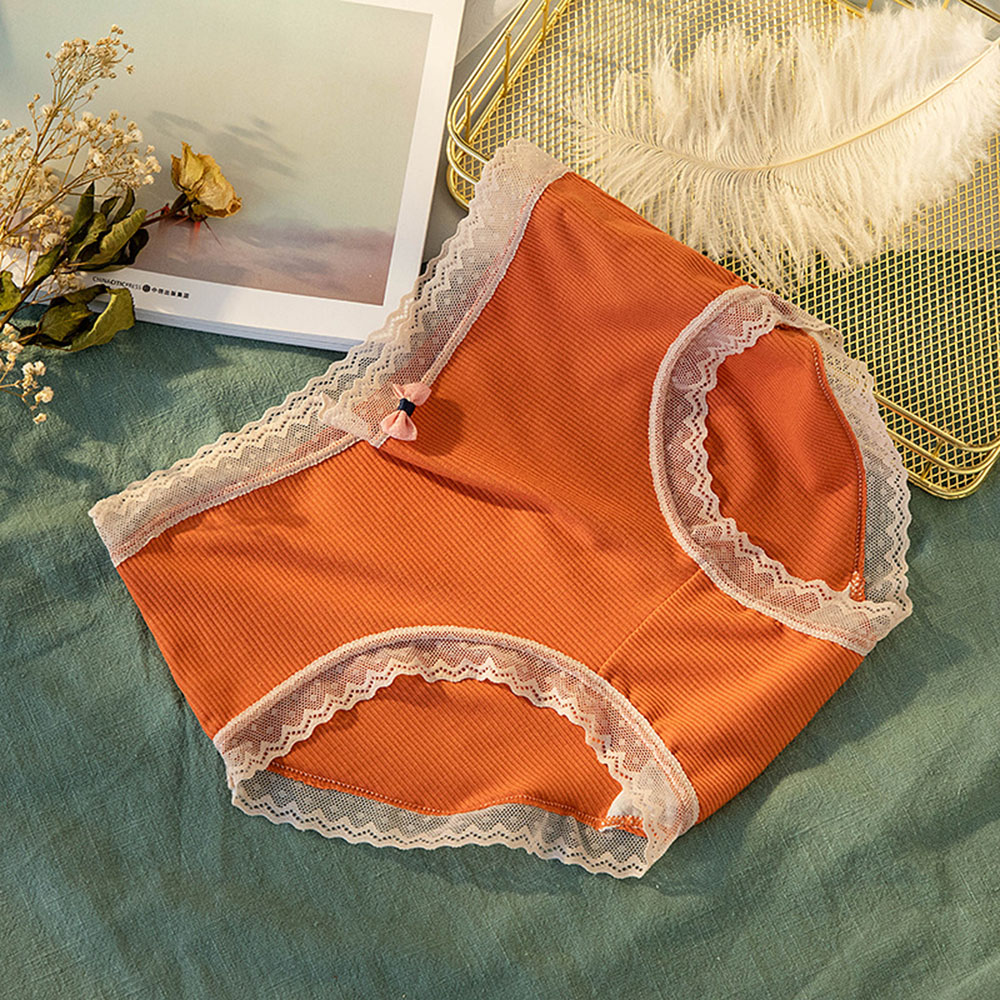 Quần Lót Cotton Nữ Không Đường May Phối Viền Ren Ngọt Ngào Dễ Thương