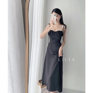 Váy 2 dây đen body nhúm ngực