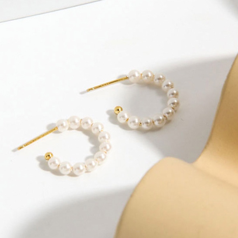 Bông Tai Mạ Bạc 925 Đính Hạt Ngọc Trai Đơn Giản Phong Cách Hàn Quốc