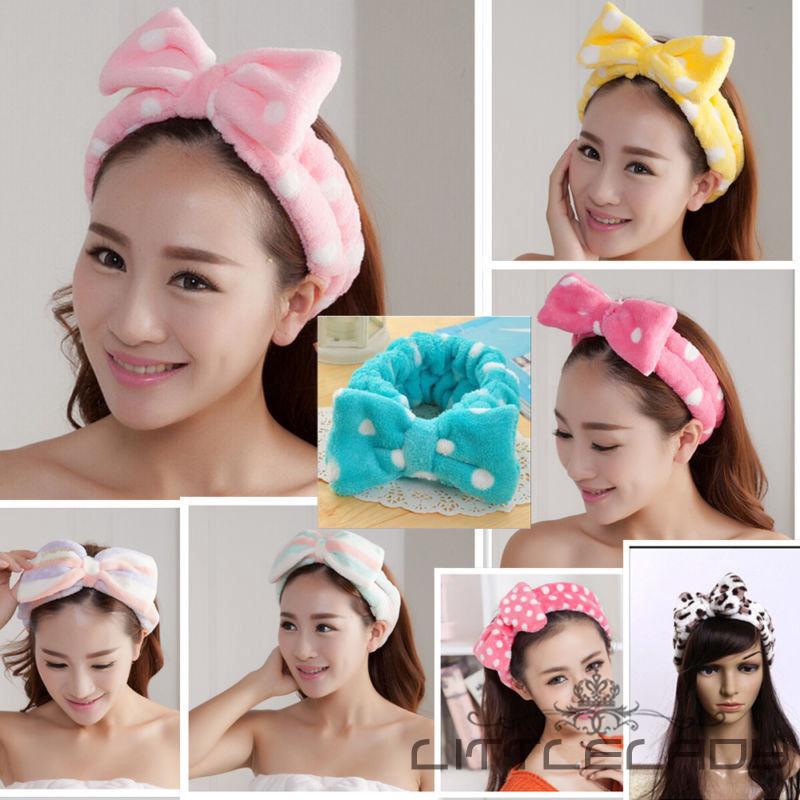 Băng đô cài tóc họa tiết chấm bi dùng khi tắm