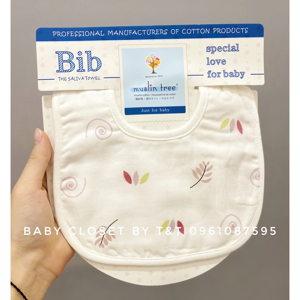 [GIÁ SỐC] Yếm tròn bib chất xô Muslin tree an toàn, tiện dụng cho bé