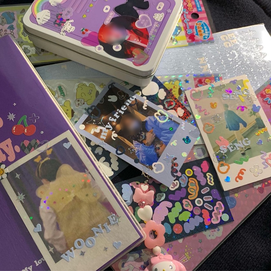 Hình Dán Polco holographic Ba Chiều Hàn Quốc Dễ Thương Trang Trí Tiệc DIY