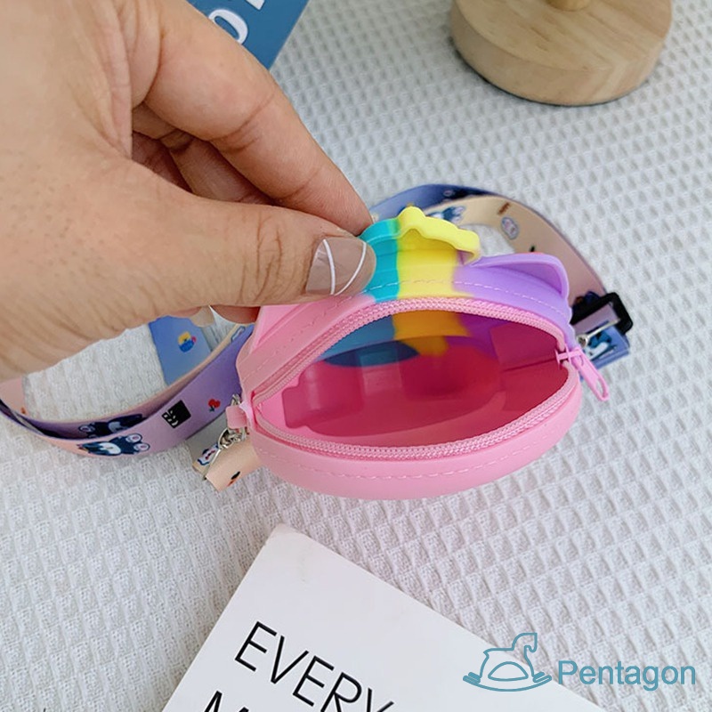 Túi Đeo Chéo Đựng Tiền Xu Bằng Silica Gel Họa Tiết Hoạt Hình Nhiều Màu Dễ Thương Cho Bé