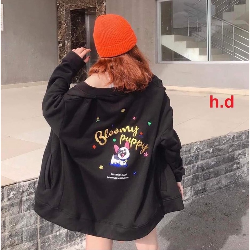 Áo khoác cadigan Cún Pupchất nỉ bông có cúc dọc áoUnisex áo mùa đông nữphong cách hàn quốc