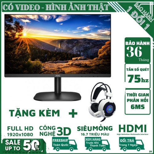Màn hình máy tính AOC 24B2XHM 75hz - (24inch/FHD/VA/75Hz/6ms/250nits/HDMI+VGA) - NEW CHÍNH HÃNG BẢO HÀNH 36 THÁNG