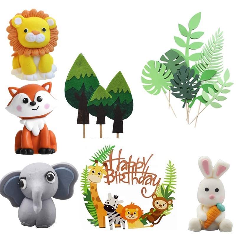 Phụ Kiện Trang Trí Bánh Cupcake Hình Động Vật Dễ Thương Cho Bé