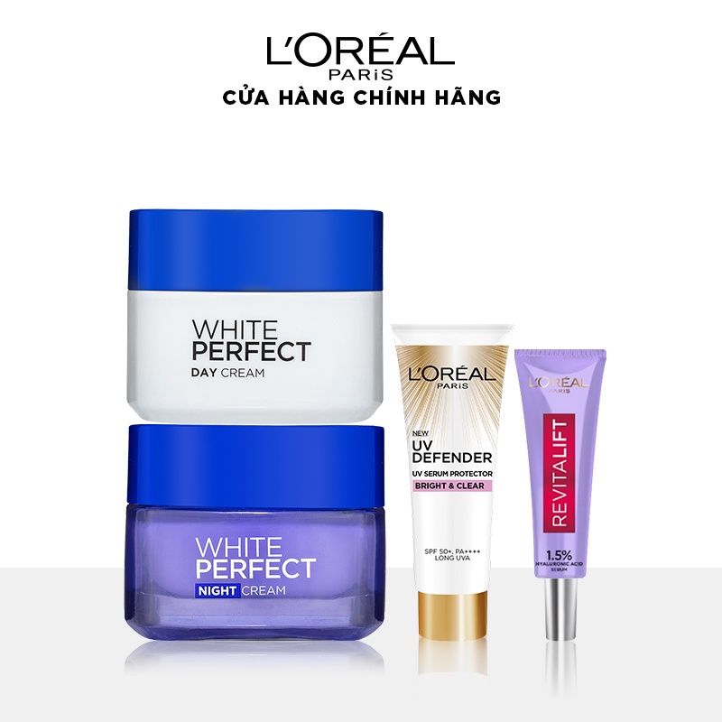 Bộ kem dưỡng sáng da & kem chống nắng & Serum siêu cấp ẩm L'Oreal Paris