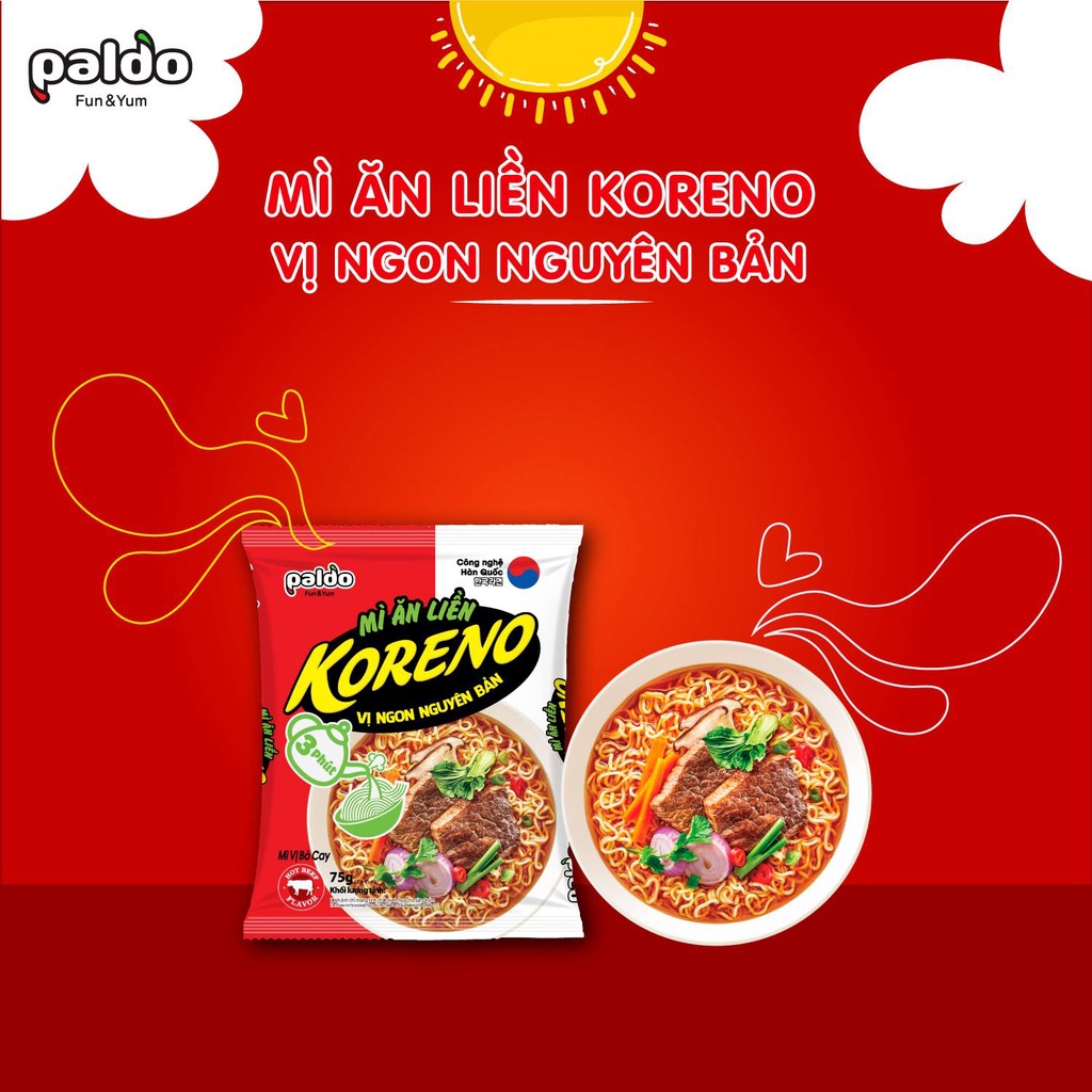 Mì Koreno Vị Bò Cay Paldo 75G Chính Hãng