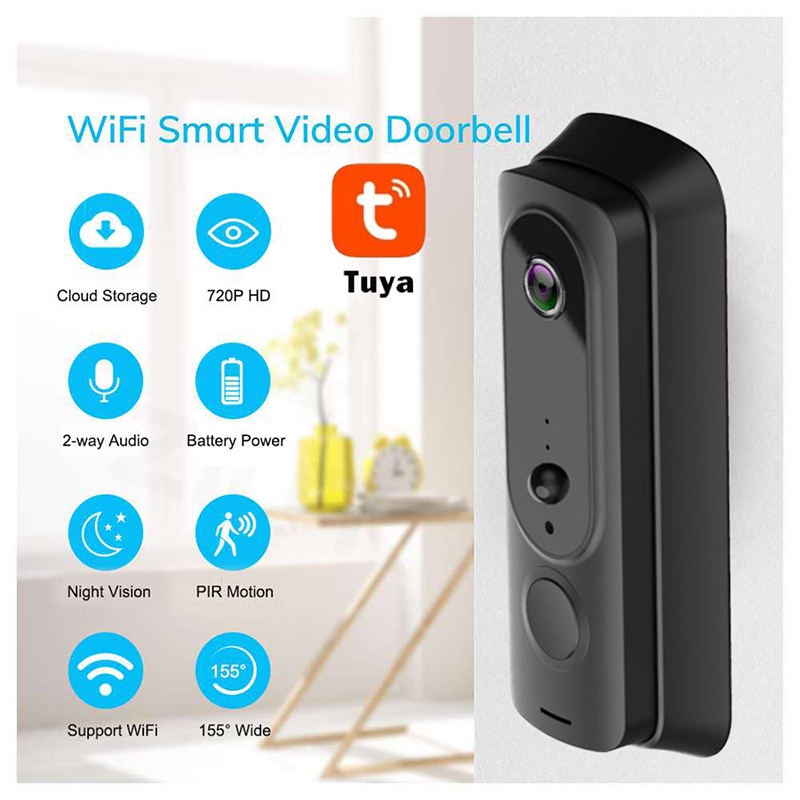 Chuông cửa thông minh wifi T5 Tuya không dây có camera 1080P FHD kèm phụ kiện IR nhìn ban đêm