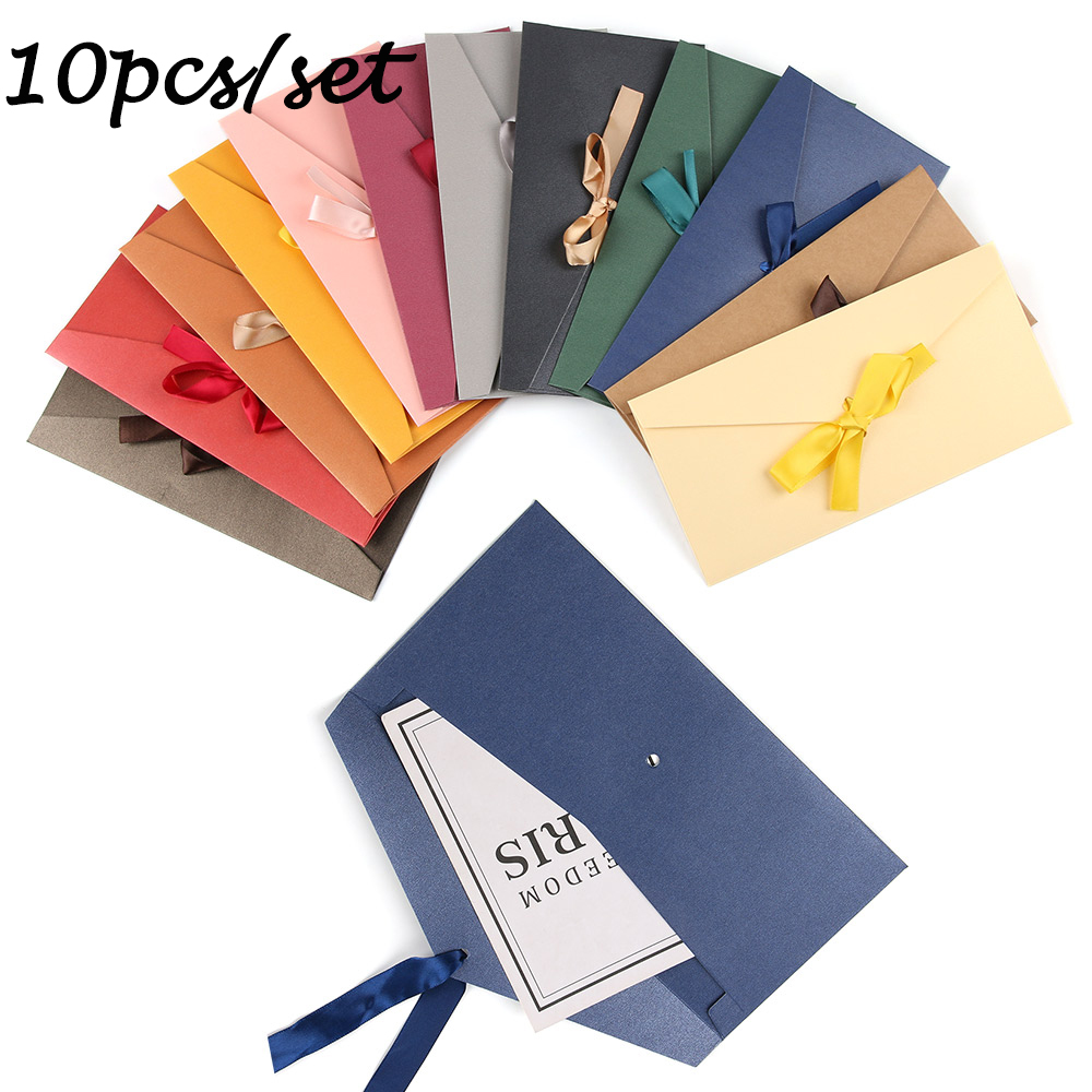 MELODG 10 Pcs/ Set Wedding Invited Multicolor Retro Creative Bow Envelope