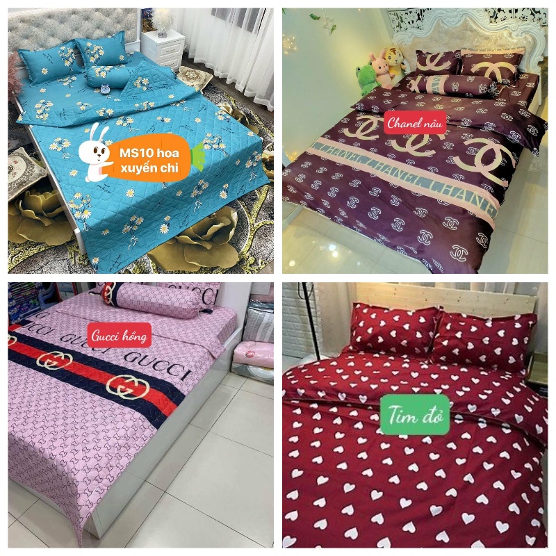 Sài gòn Bộ drap ga gối poly giường 1m6 mẫu cầu vồng