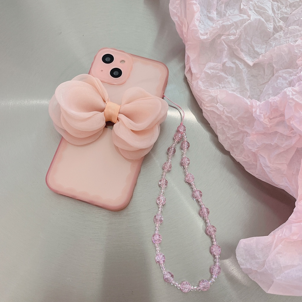 Ốp Điện Thoại Mềm Màu Laser Phối Chuỗi Hạt Và Nơ Cho Iphone 12 pro max 11 pro max xs max xr x