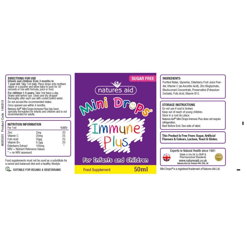 VITAMIN Tăng Đề Kháng Natures Aid Mini Drops Immune Plus 50ml Bổ Sung Kẽm, Vitamin C Cho Bé Từ 3 Tháng- 5 Tuổi của Anh