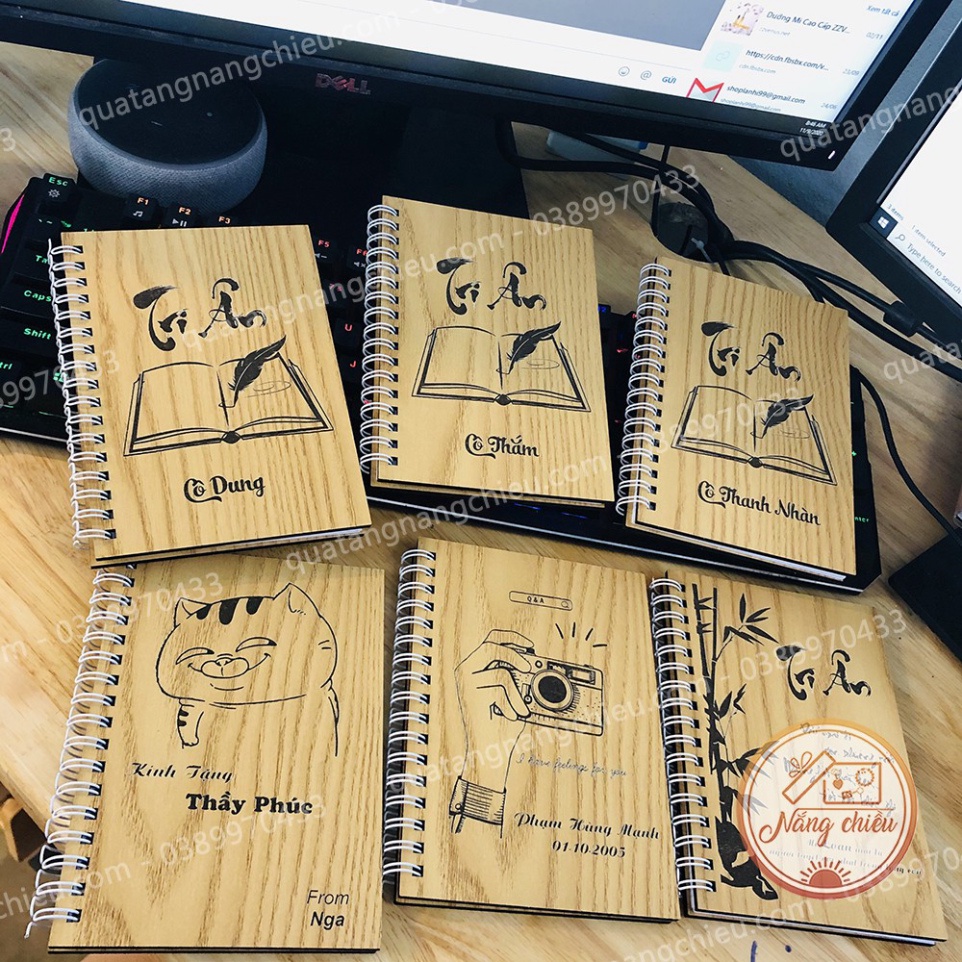Notebook hóa học - Sổ ghi chép thí nghiệm hóa học khắc hình theo yêu cầu - Bìa gỗ cứng chống thấm nước