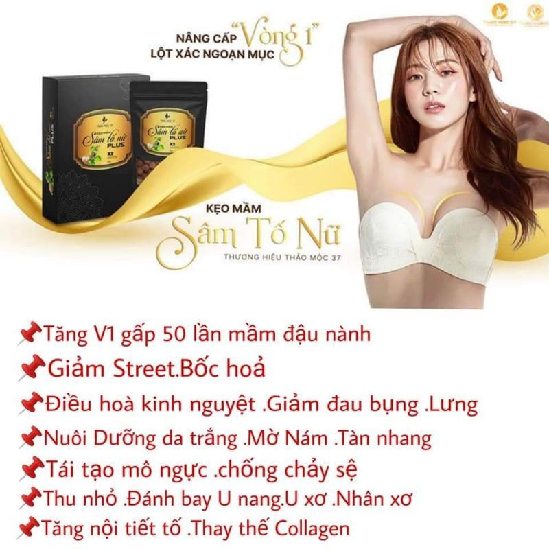 KẸO MẦM SÂM TỐ NỮ PLUS THẢO MỘC 37 TĂNG SIZE VÒNG 1