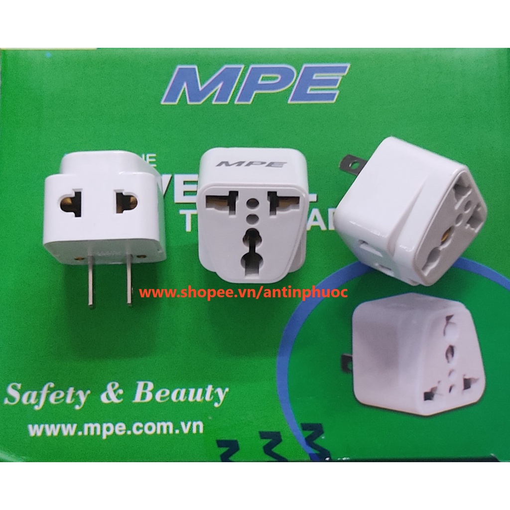 Phích cắm điện 3 chấu sang 2 chấu MPE - Đầu nối chuyển đổi 3 chân sang 2 chân, phích 1 chia ra hai , ổ chia điện