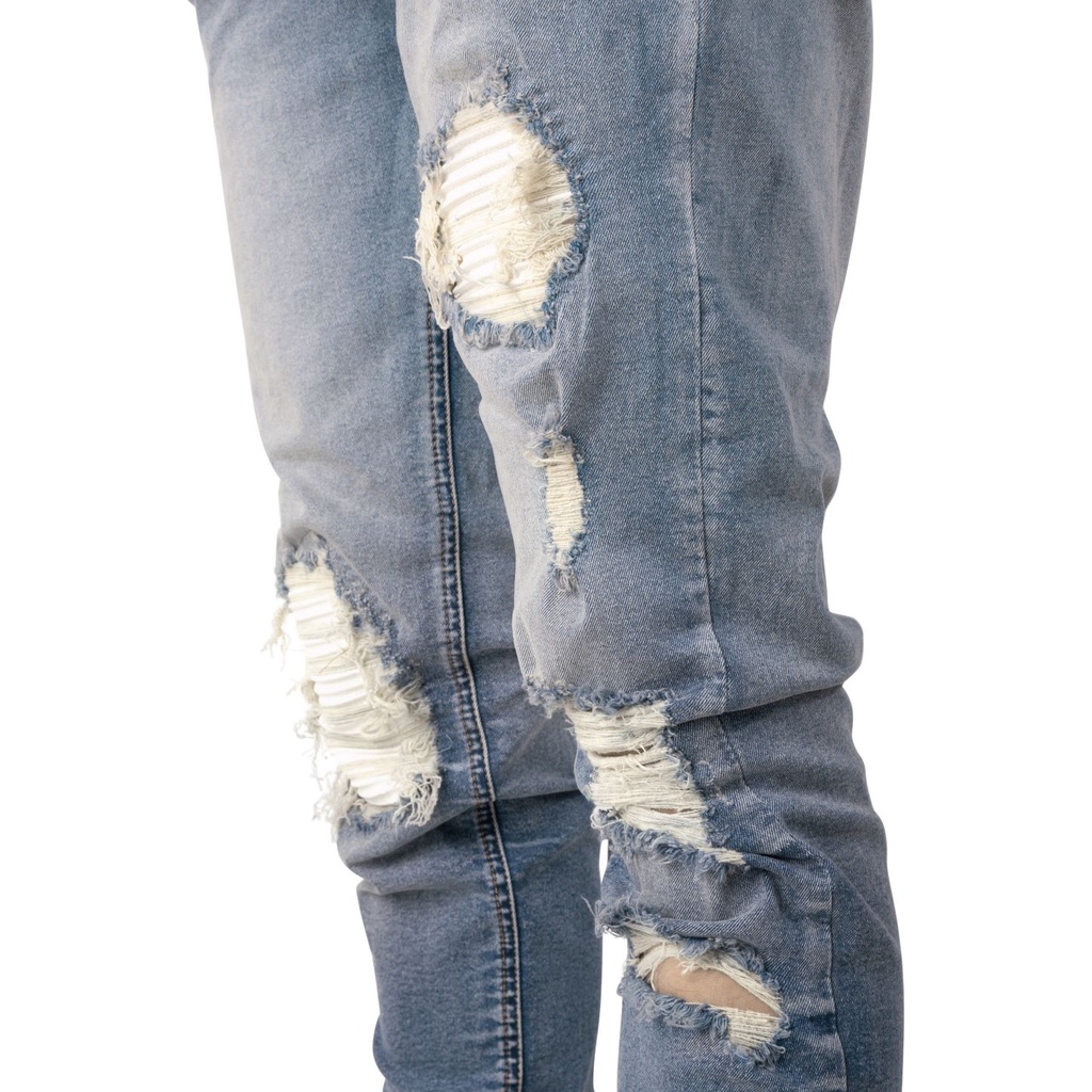 Quần Skinny Jeans Biker Nam FNOS Streetwear Màu Xanh Wash NZ37 - Local Brand Chính Hãng