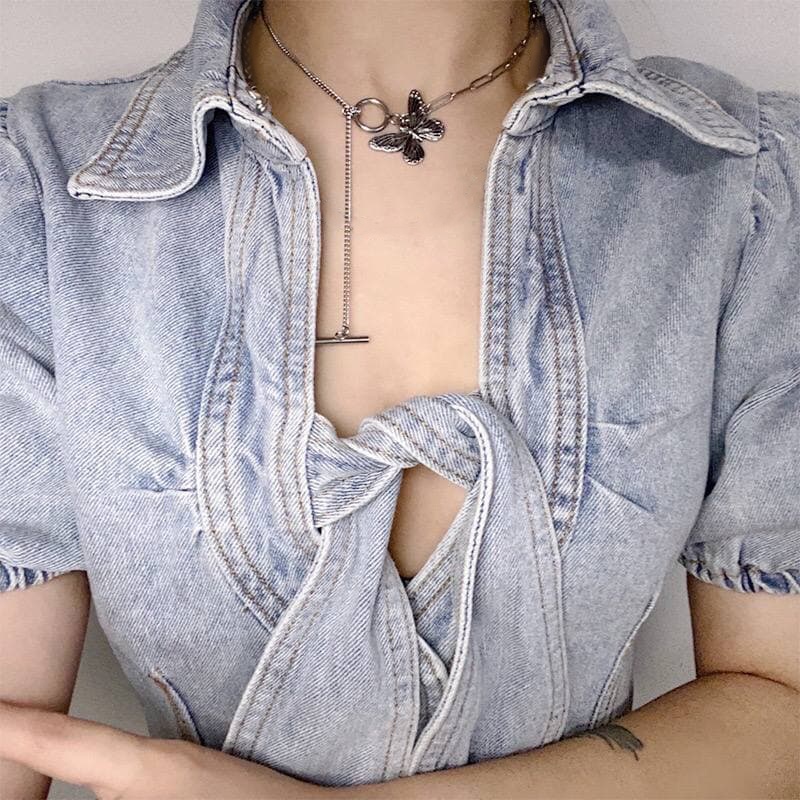 Dây Chuyền Nữ Mặt Hình Bướm Khoá OT Độc Đáo - Vòng Cổ Hợp Kim Đẹp