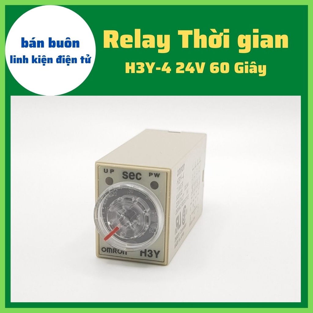Rơ le 24V 60 Giây, Relay thời Gian Timer Omron H3Y-4 14P 24V, H3Y-4, rơ le thời gian