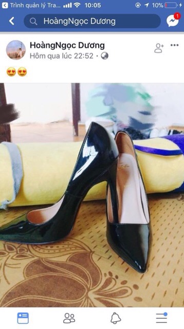 Giày cao gót calla gót nhọn  đế đỏ đen bóng 11-12p