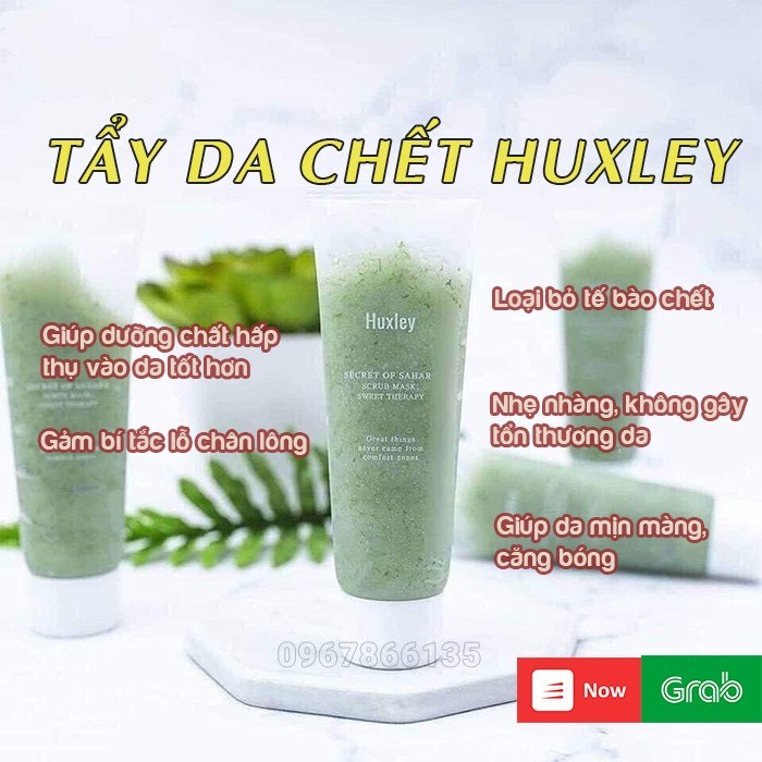 Tẩy Tế Bào Chết HUXLEY (size 30gr), Mặt Nạ Tẩy Da Chết Tinh Chất Xương Rồng Không Gây Khô Da (mini size-30g)