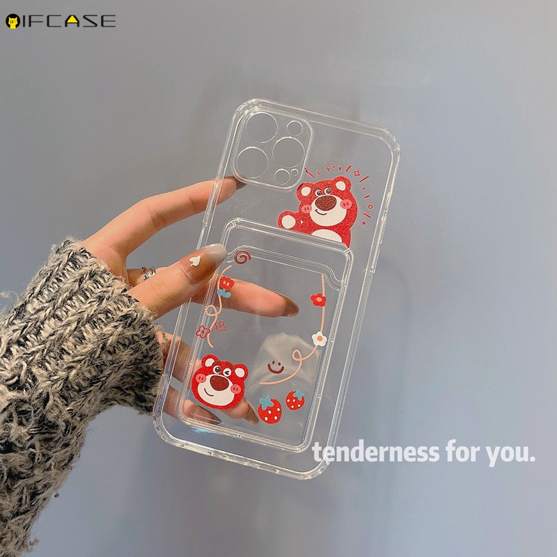 Ốp điện thoại tpu trong suốt có ngăn để thẻ in họa tiết thích hợp cho iPhone 13 12 Mini 11 Pro Max XS Max XR X 7 8 Plus