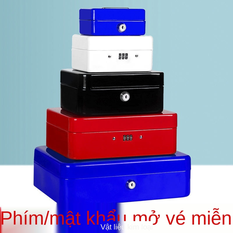 Mật khẩu hộp thu ngân đựng tiền di động sắt lưu trữ để bàn hóa đơn có khóa thay đổi lớn