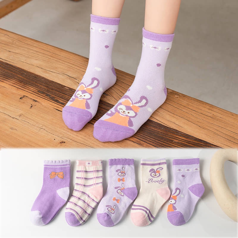 Set 5 Tất Cho Bé Trai Bé Gái In Hình Đáng Yêu Dày Ấm Cao Cổ Chất Cotton