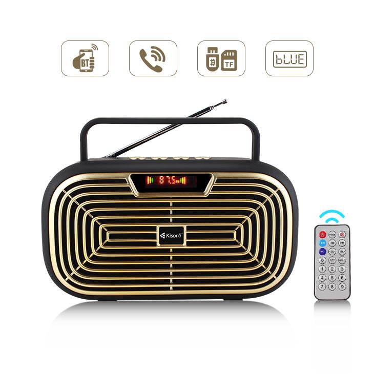 Loa bluetooth Kisonli KS-1990 tích hợp anten, kèm romote, hỗ trợ thẻ nhớ/ USB/ FM/ AUX (Màu ngẫu nhiên)