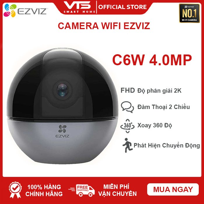 Camera IP WIFI EZVIZ C6W 4.0MP 2K - Không Dây Quay Quét 360 Độ,Tự Thu Phóng Bám Theo Chuyển Động - VTS Store