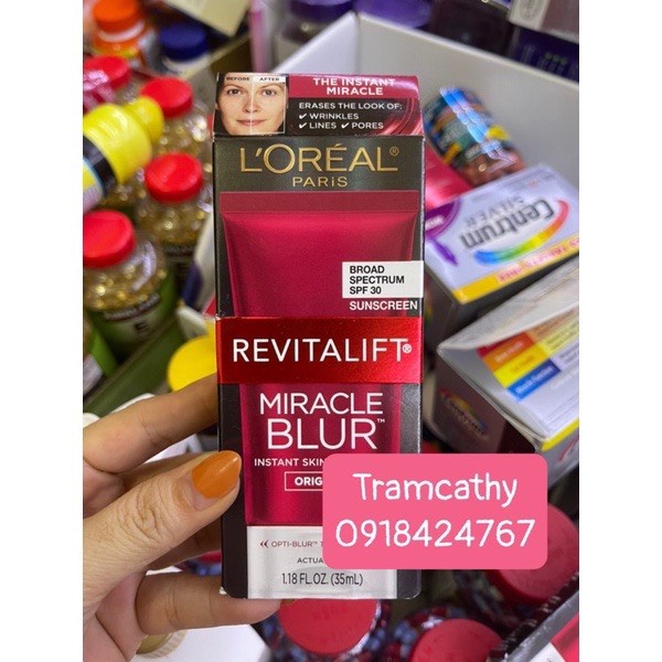 lót trang điểm che nếp nhăn, lỗ chân lông L'Oreal Paris Revitalift Miracle Blur Instant Skin Smoother SPF 30