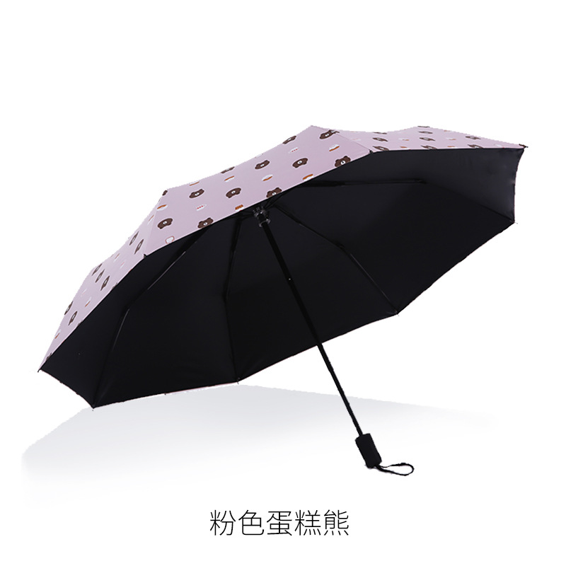 Ô Dù Gấp Gọn Hình Gấu Brown - Ô Gấu Brown - Vải 3 Lớp Chống Tia UV