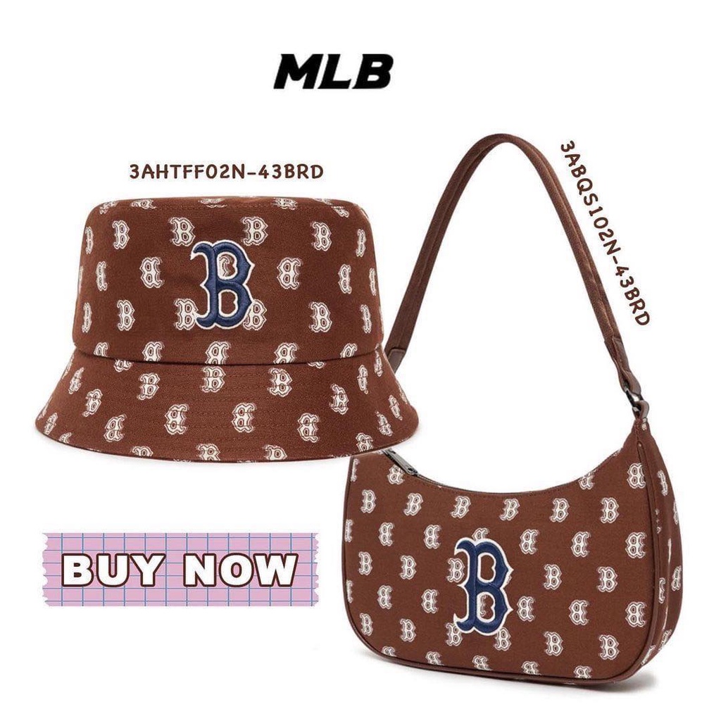 (CHÍNH HÃNG) Túi kẹp nách MLB nâu mono B new season 2022 unisex nam nữ thời trang tiện dụng Hàn Quốc