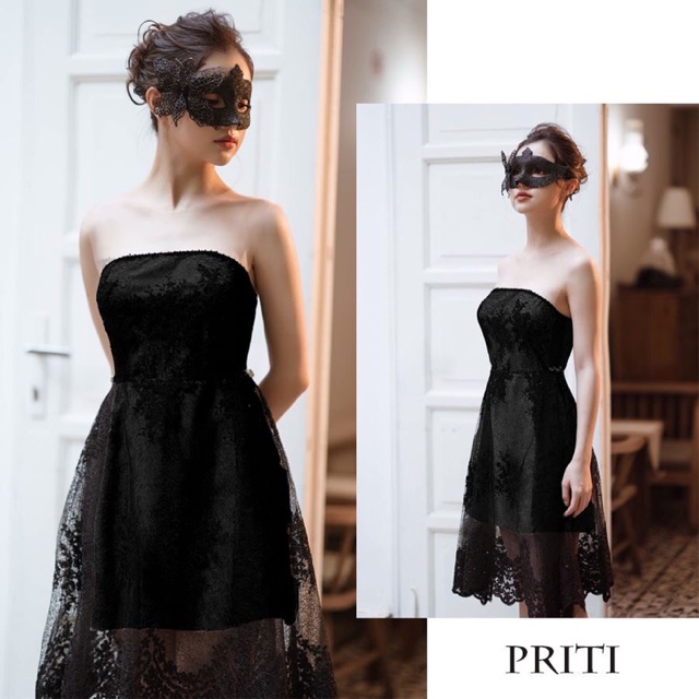 PRITI - Đầm Cúp Ngực Ren Xoè - Ảnh Thật