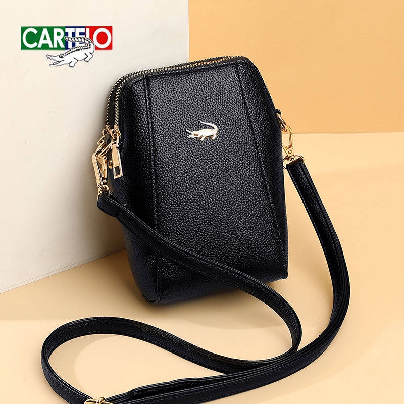 Túi Đeo Vai Nữ. Túi Đựng Điện Thoại Dáng Dọc Hai Lớp Họa Tiết Da Cá Sấu Thời Trang 2021 Cho Xe Hơi