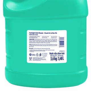 Nước rửa chén Sunlight diệt khuẩn 3.8L