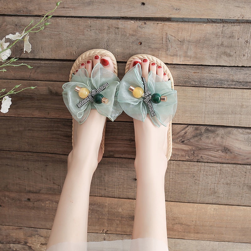 CHZK Dép Sandal Bằng Vải Voan Màu Sắc Trơn Phong Cách Hàn Quốc Cho Nữ
