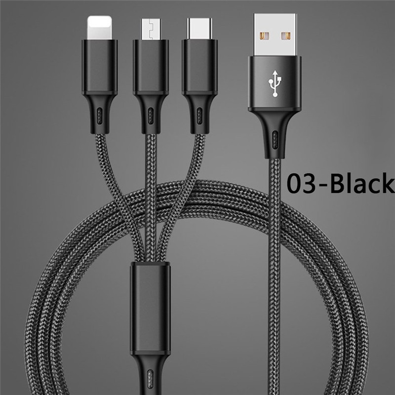 Dây cáp sạc đa năng 3 trong 1 cổng micro USB type-c Lightning cao cấp