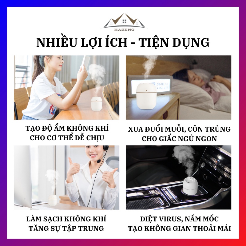 Máy Xông Tinh Dầu Mini Máy Tạo Ẩm Phun Sương Khuếch Tán Tinh Dầu Đuổi Muỗi Tỏa Hương Thơm Dùng Cho Phòng Ngủ Và Xe Hơi