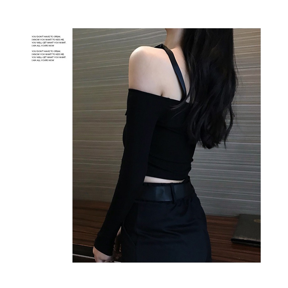 💥SẴN 💥 Set đồ nữ áo croptop body trễ vai có quai - quần jogger kèm đai lưng đen cá tính (Ms D24) | BigBuy360 - bigbuy360.vn