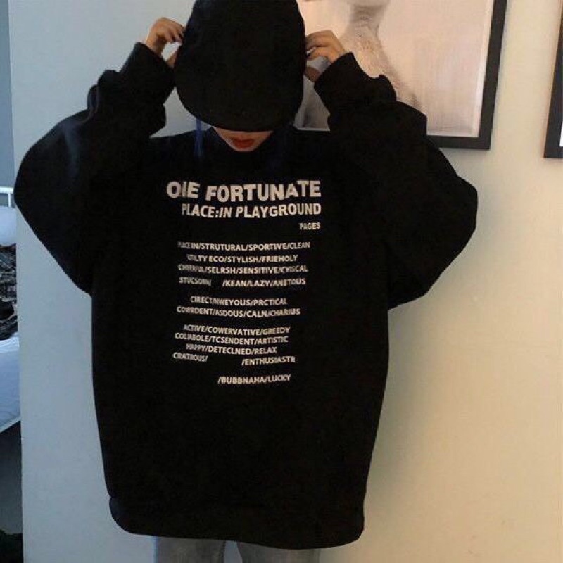 Áo nỉ cổ cao swt in chữ siêu xinh (annstore_ảnh thật)