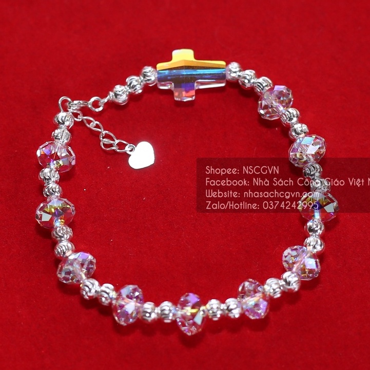 Lắc Mân Côi Phale Swarovski P1 mix bạc ta - Quà tặng Công Giáo - Nhà Sách Công Giáo Việt Nam