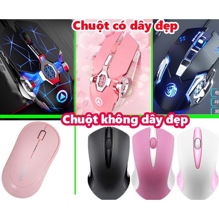 Chuột máy tính có dây / không dây - đèn led đổi màu cực đẹp / chuột gaming chơi game