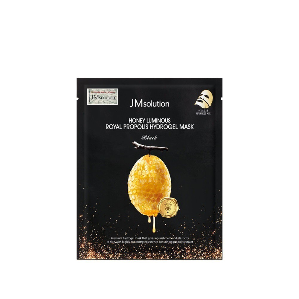 Mặt nạ thạch JMSolution Honey Luminous Royal Propolis Hydrogel Mask Black keo ong chúa, chống lão hóa 30ml